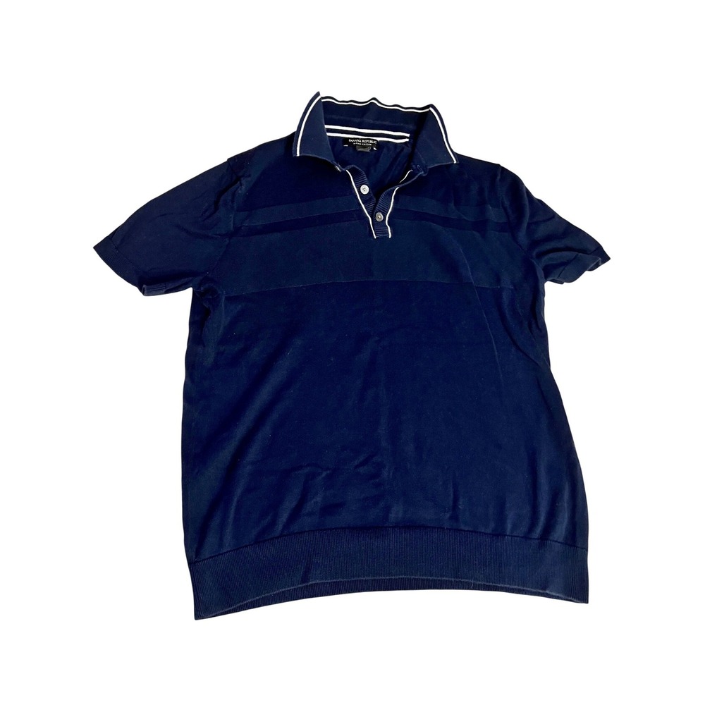 Banana Republic Mens Navy Blue Supima Cotton Tipped Polo Shirt Size M 10356